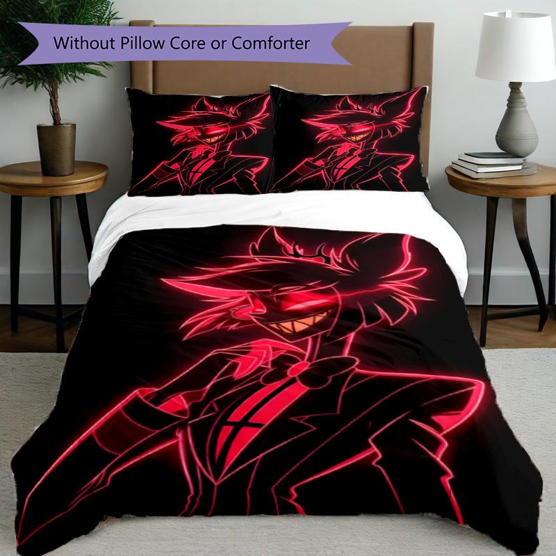 3pcs Duvet Cover Set (1*Duvet Cover + 2*Pillowcase, Without Core), Hazbin Hotel Print Bedding Set, Bedroom Decor, All‑Season, Gift