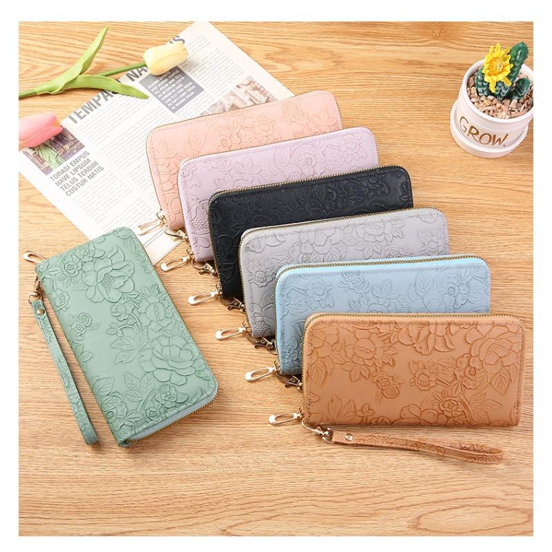 Damen Geldbörsen Vintage Print Lange Geldbörse - Clutch Geldbörse Münzfach Kartenhalter