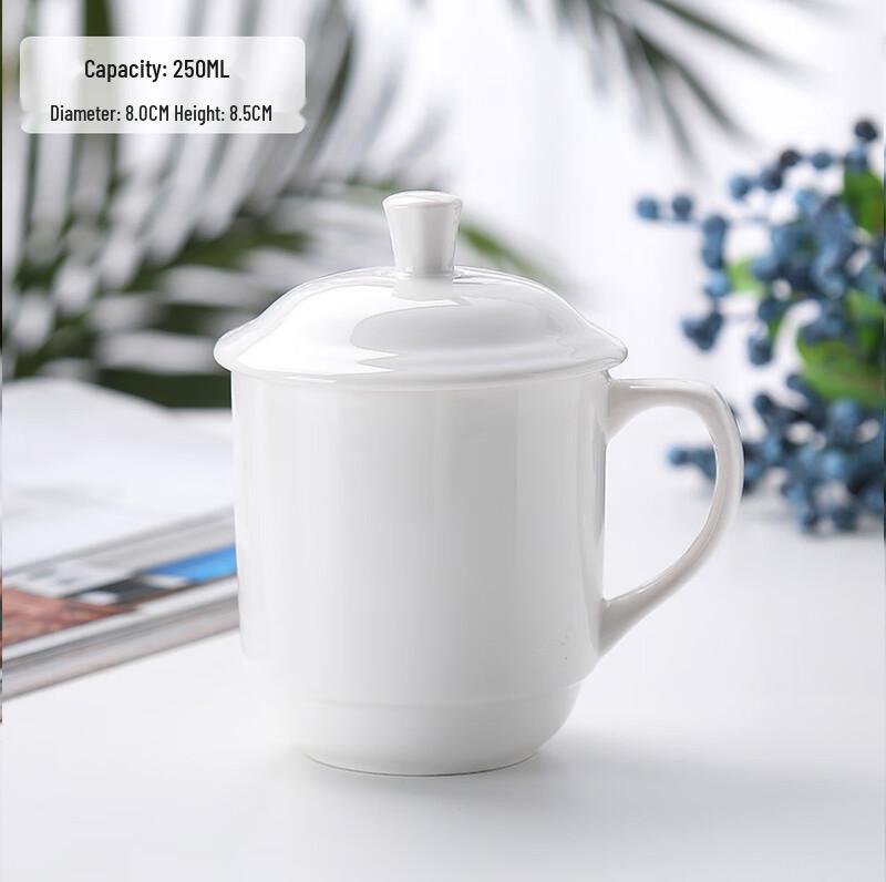

MOLUONA White Ceramic Teacup with Lid (10-Pack)
