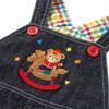 Stylish Kids' Clothing: Embroidered Trojan Horse & Bear Overalls, Shorts, and Jeans for Boys & Girls