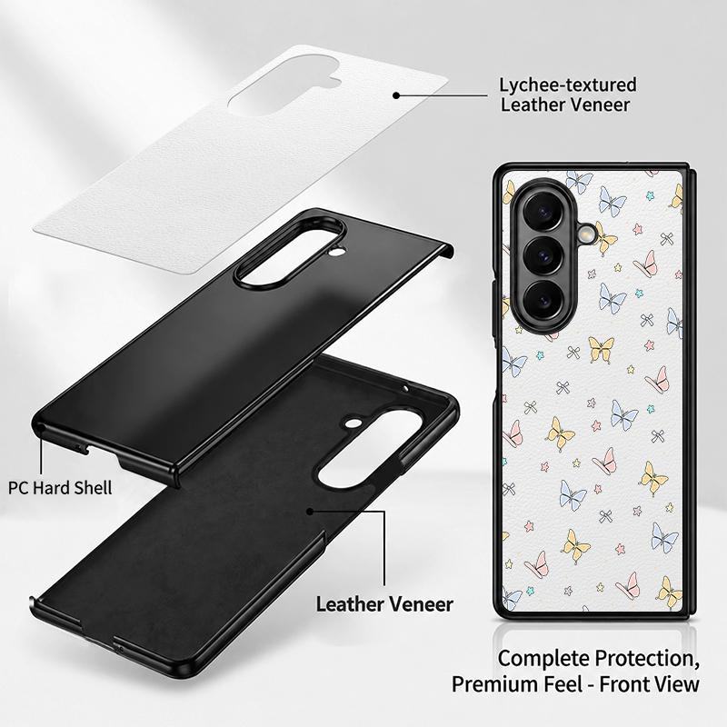 Luxury Butterfly Print Case For Samsung Galaxy Z Fold 8 Ultra 7 6 5 Fold8 Fold7 Fold6 Luxury Leather Skin Hard Folding Phone Cover