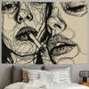 Woman Smoking Line Art Tapestry, Minimalist Wall Hanging For Bedroom Living Room Dorm Multi-Size Home Decor Accessories