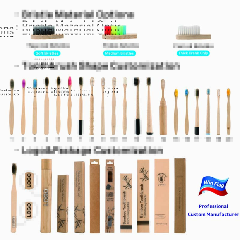 Ready Stock Fast Shipping Custom Kids Soft Natural BPA Free Biodegradable Kraft Box Bamboo Toothbrush