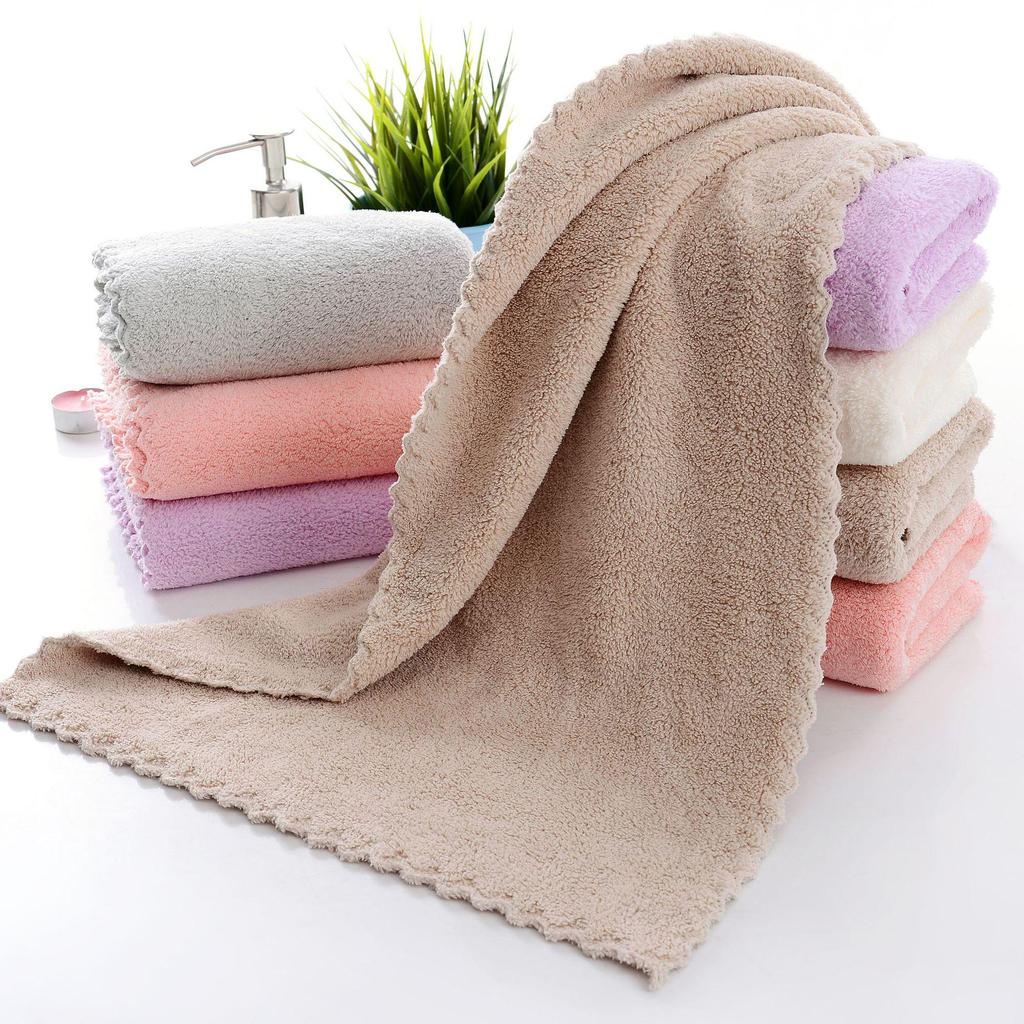 Coral Fleece Plain Color Soft Absorbent Face Towel - Gift or Household Use