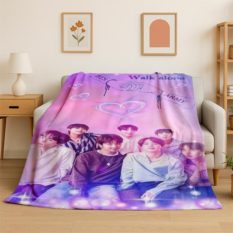 Kpop BBTS Fashion Group Stern Flanelldecke Weiche Warme Überwurfdecke für Schlafzimmer Wohnzimmer Bett Reise Camping Picknick Geschenk