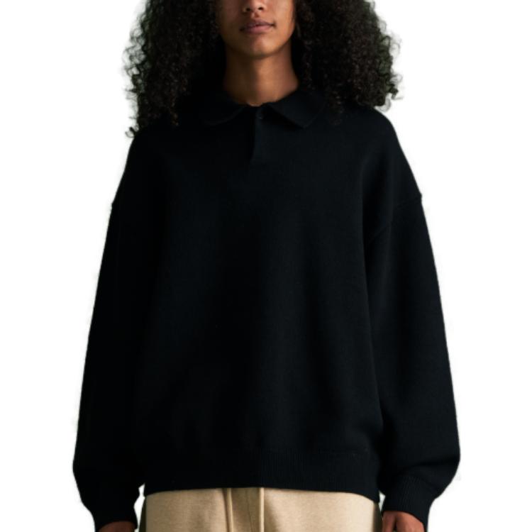 Fear of God Essentials Knit Polo Jet Black Men Tops 192BT232180F