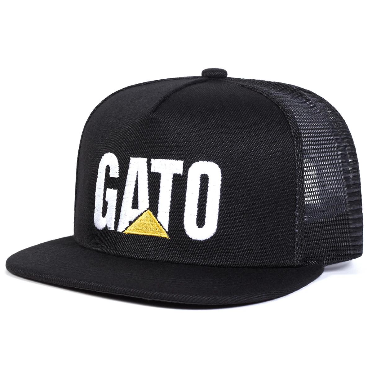 Yiran bag Unisex Kat Letter Borduurwerk Hip-Hop Net Hoeden Lente Zomer Verstelbare Casual Snapback Baseballpetten Buiten Zonwerende Hoed Pet