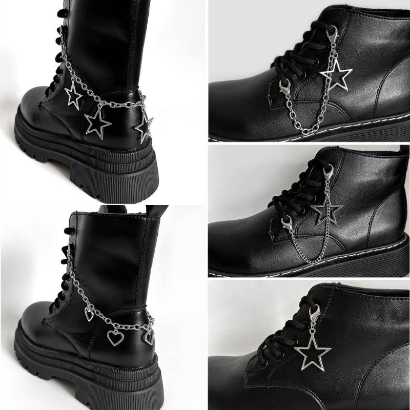 Stylish Shoe Chain Unique Hollow Star Pendant Martins Boots Chains Canvas Shoes Buckles for Casual and Formal Occasions