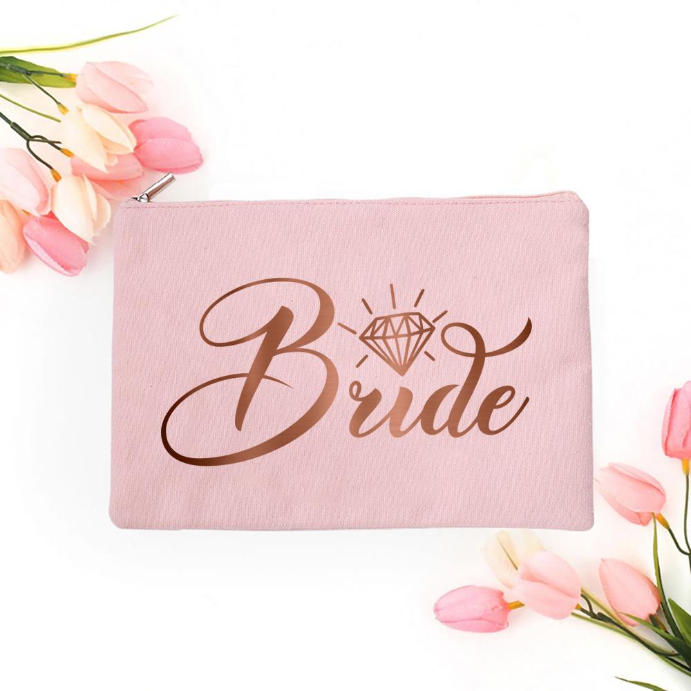 Team Bride Makeup Bag Bachelorette Party Cosmetic Bags Purse Bridesmaid Toiletries Organizer Pouch Wedding Bride Shower Gifts