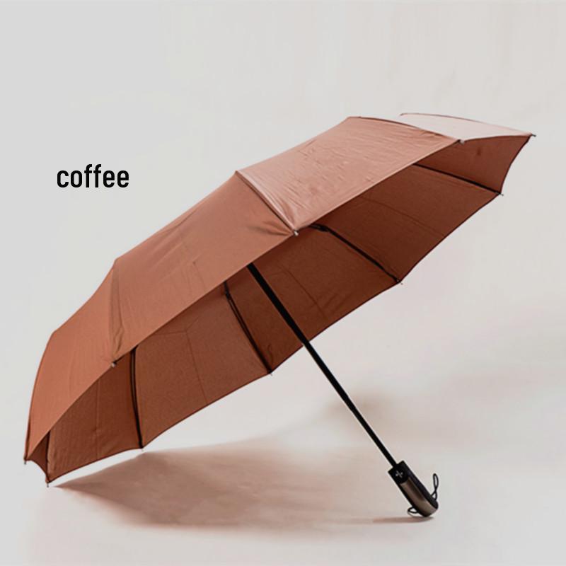 

Ветрозащитный бизнес-зонт с десятью спицами: Автоматический, Большой, Двойного назначения для солнца и дождя кофейный