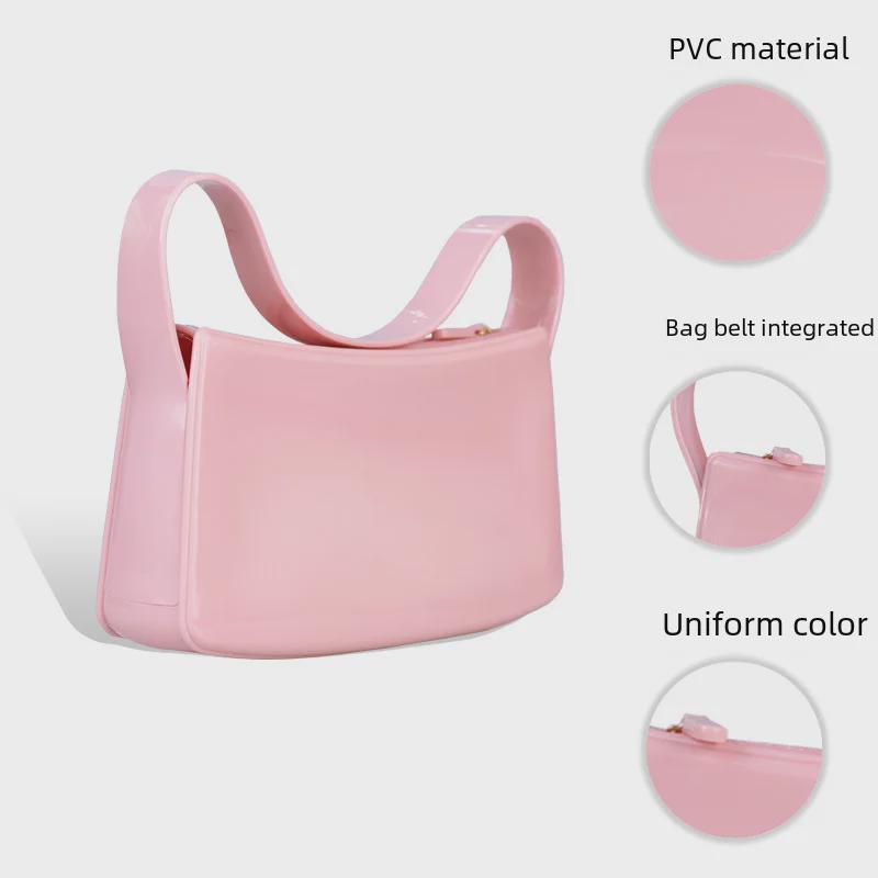 Bohao PVC Barbie Jelly Bag: Fashionable & Versatile Soft Handle Handbag, Dirt-Resistant, Easy to Clean, Summer Women's Shoulder Bag.