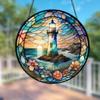 HOTIYOK Lighthouse Window Hangings Acrylic Sunrise Beacon Light Stained Glass Panels Wall Decor for Indoor, Ideal Housewarming Gift Home Decor for