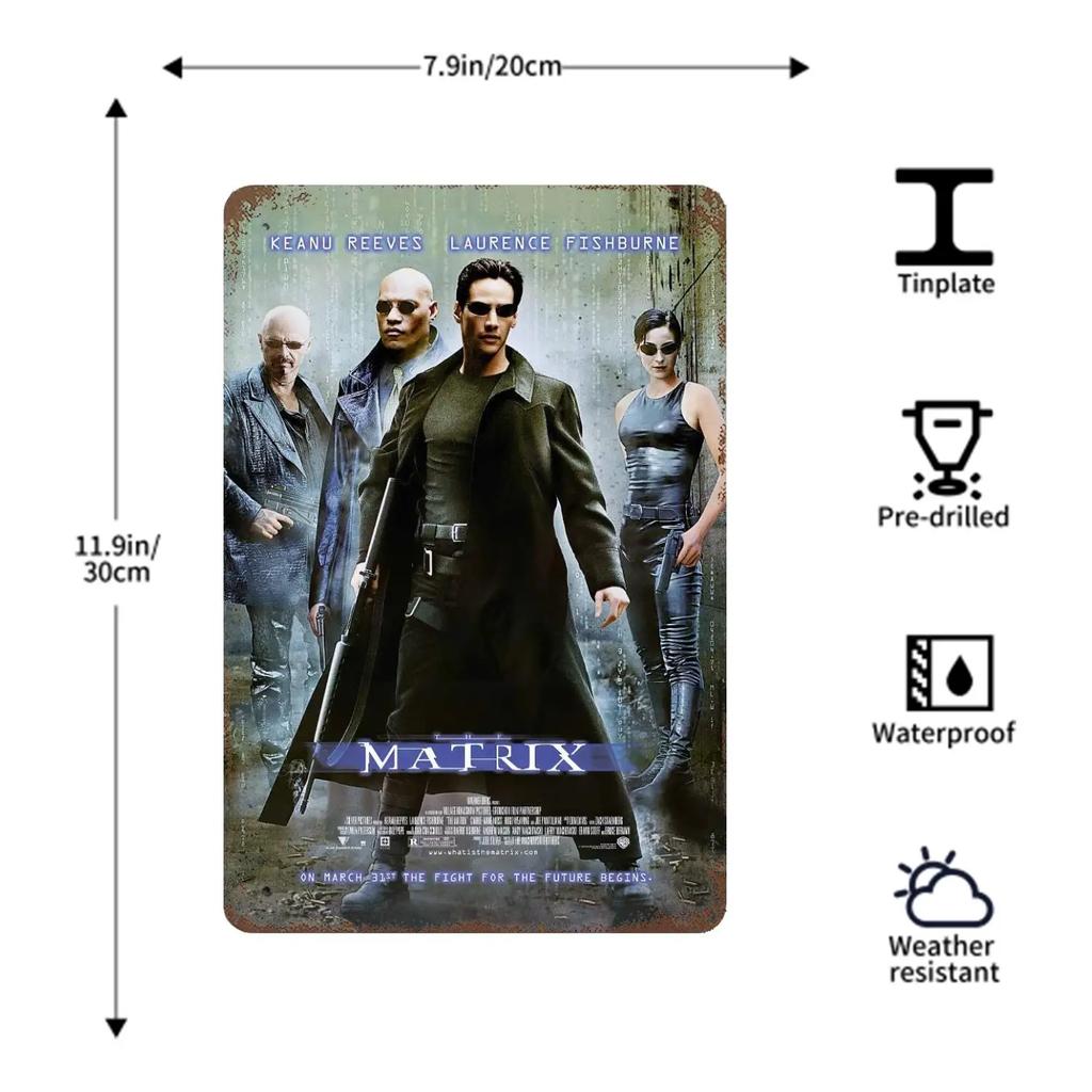 The Matrix Resurrections Decor Poster Vintage Tin Sign Metal Sign Decorative Plaque for Pub Bar Man Cave Club Wall Decoration