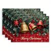 4pcs Placemat, Christmas Themed Decorative Style, Winter Atmosphere, Polyester Fabric, Digital Printing, Placemat