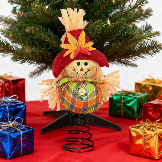 Thanksgiving Scarecrow Miniature Fall Scarecrow Tree Topper 8 Inches Miniature Harvest Autumn Ornaments for Farmhouse Home Party Supplies