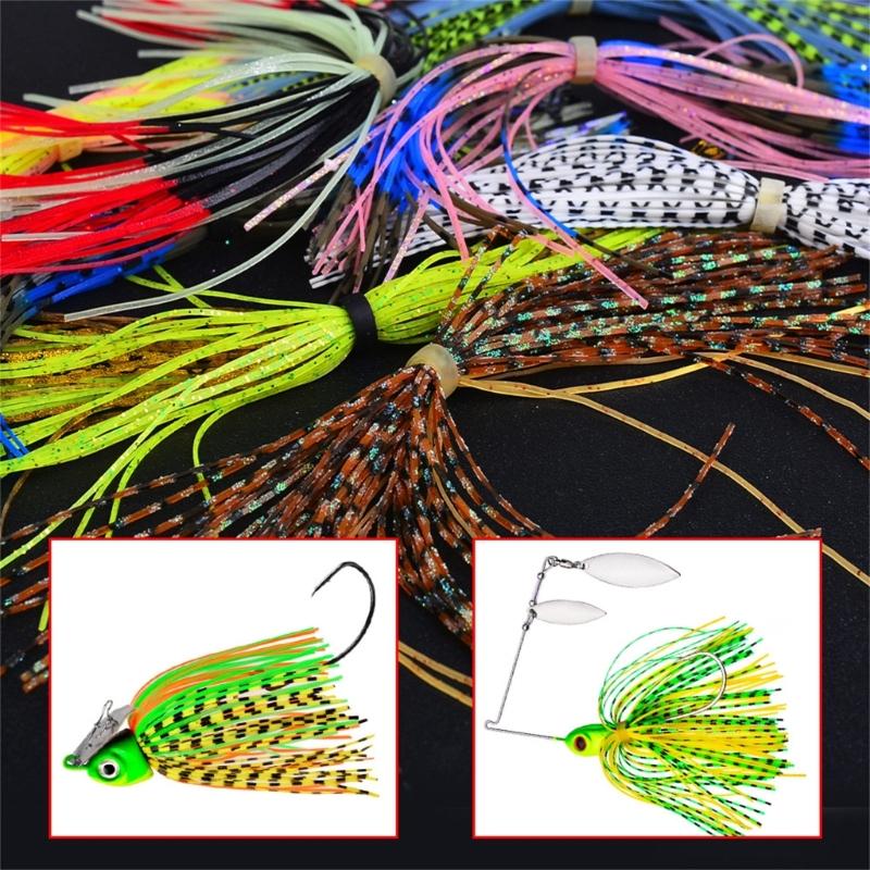 30 Bundles Silicone Jig Skirts 50 Strand/Bundle Squid Silk Skirt Tying Materials Spinnerbaits Buzzbaits Jig Squid Skirt