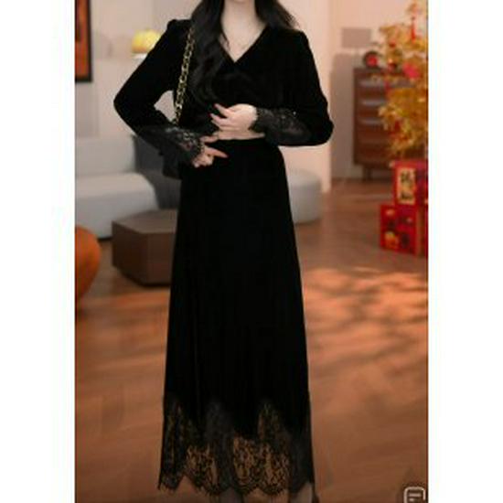 

Elegant Spring 2026 Dress: Stylish, Slim-Fit Skirt for Middle-Aged & Elderly Women 4XL чёрный