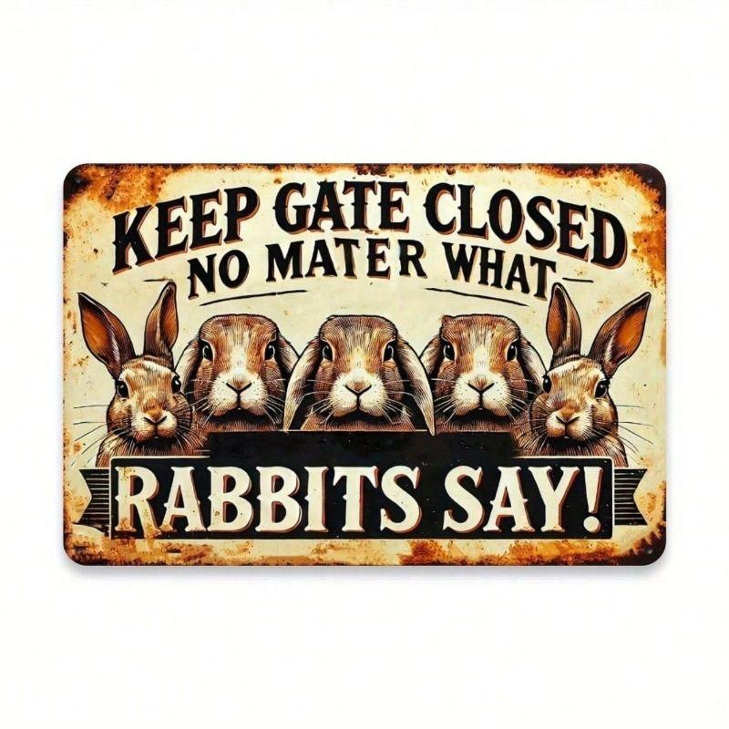 Vintage Rabbit Metal Wall Poster, Easter Home Decor Gift