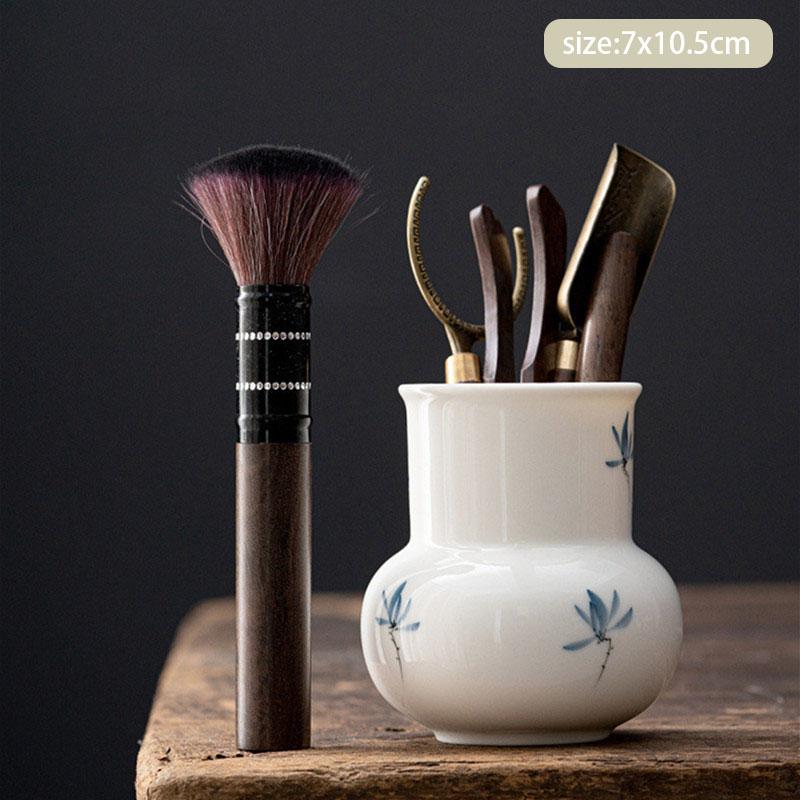 Chinese Round Ceramics Tea Tray Drainage Water Storage Tray Tea Ceremony Six Gentlemen Set Household Orchid Pot Bearing Cup Mat