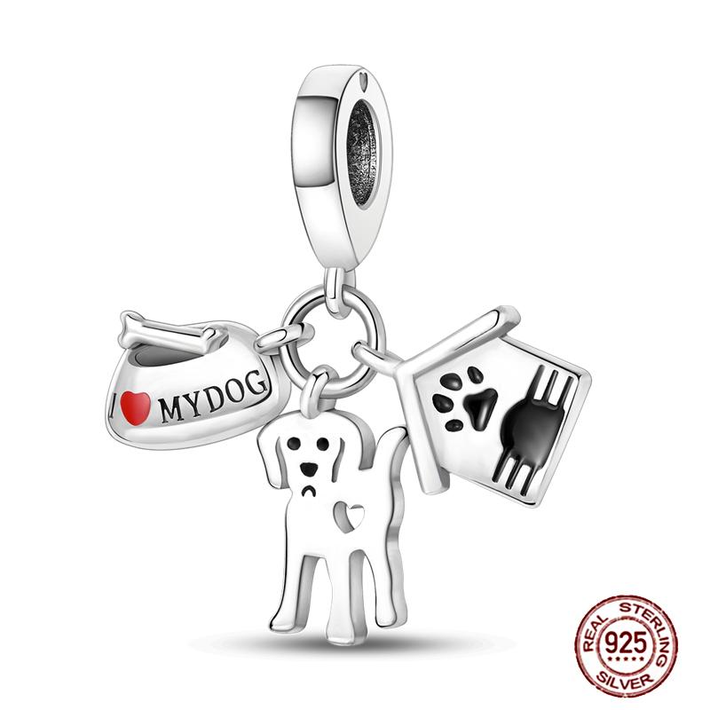 Fit Original Pendant Animal Charmscopper Pink Heart Pet Cat Dog Blue Owl Squirrel Beads Bracelet Women Diy Birthday Jewelry