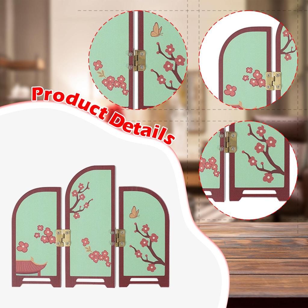 Decorative Screen Table Decor Craft Art Panel Mini Folding Screen for Dining Room Countertop Fireplace Entrance Cabinet Bedroom