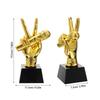 Resin Microphone Trophy Singing Competition V Gesture Trophy Music Competition Karaoke Award Party Decoration For Vocalists
