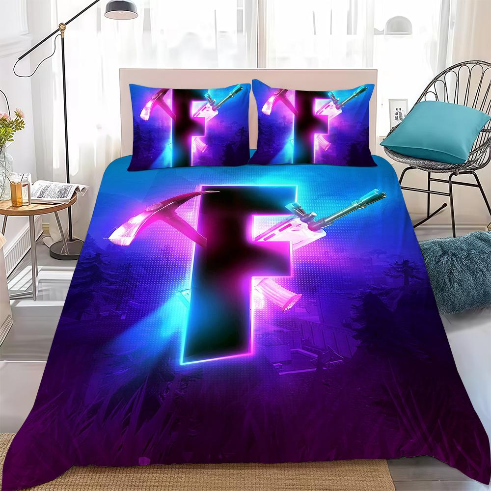 Fashion F-Fortnite Duvet Cover Set Home Style Bedding Soft Laundry Cotton Bed 3 Piece Set Student Dormitory Gift