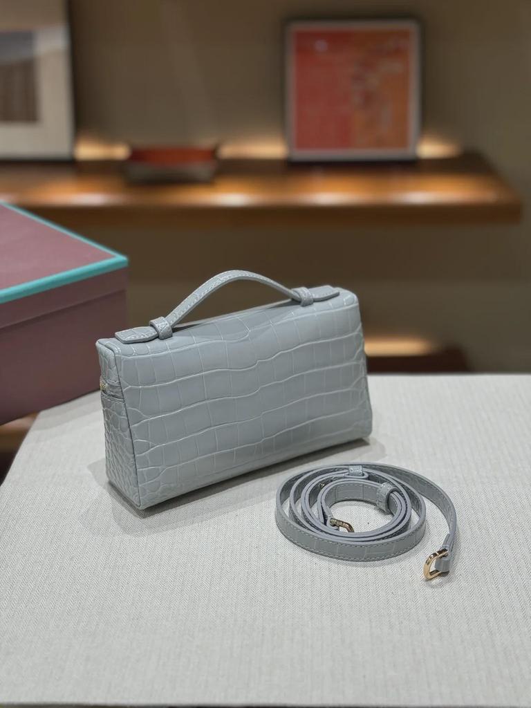 Geantă de umăr de lux din piele cu model crocodil și struț