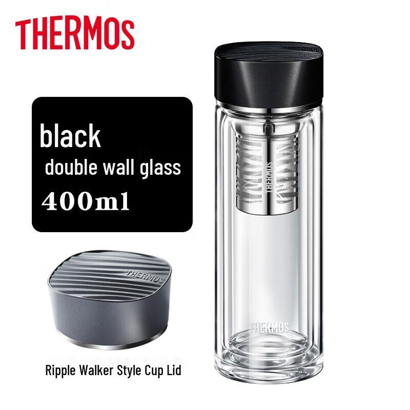 THERMOS 400ml Double-Layer Glass Tea Infuser Bottle