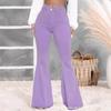 Purple Frayed Wide-Leg Stretchy Jeans