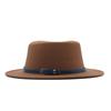 Autumn and winter new British men's top hat, flat-top woolen hat, European and American jazz hat, big-brimmed women's hat