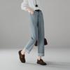 SOFSIL Women's High-Waist Lace-Trim Straight-Leg Jeans