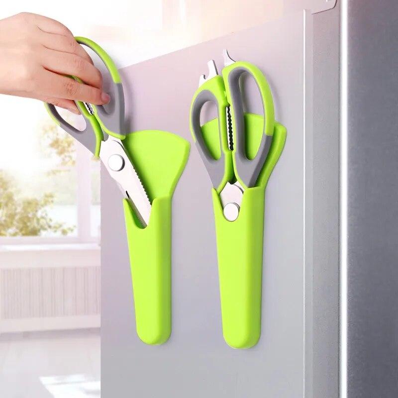 Stainless Steel Kitchen Scissors with Magnetic Scissors Cover Multi Bottle Opener Scissors Fish Scale Chicken Bones Scissors