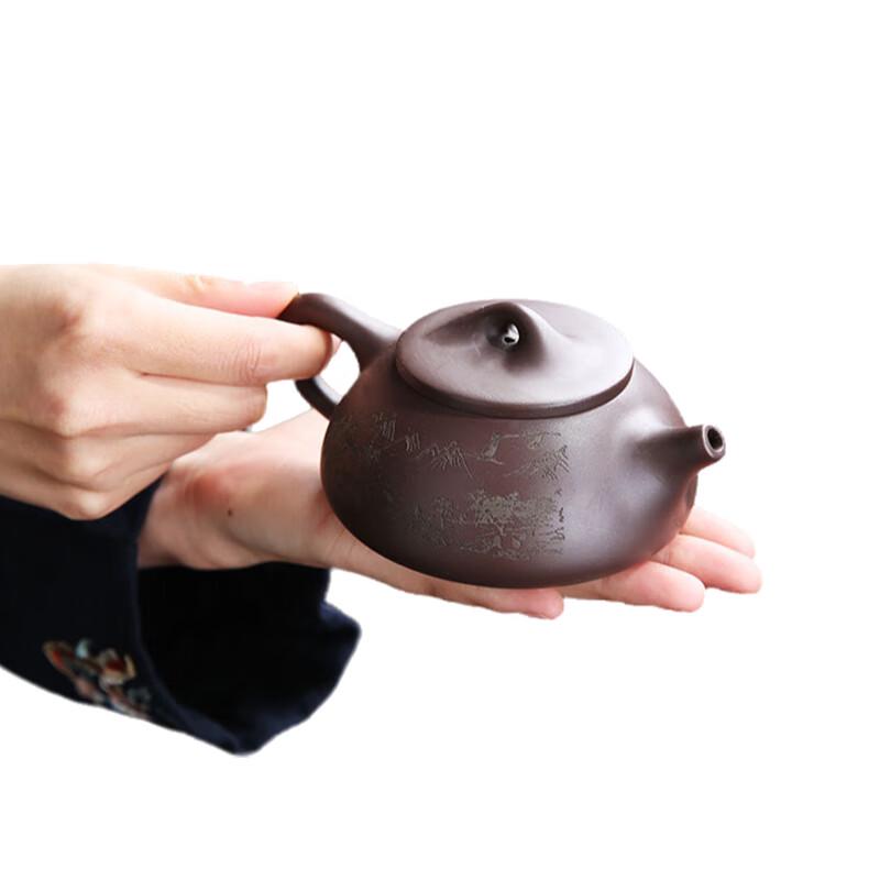 Chinese Zisha Purple Clay Travel Tea Set with 1 Pot and 4 Cups