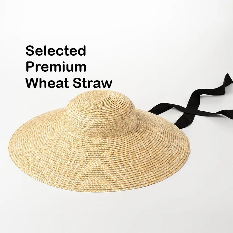 Ins Chic Summer Sunscreen British Natural Straw Model Holiday Lady Leisure Outdoor Beach Sun Hats for Women Uv Protection