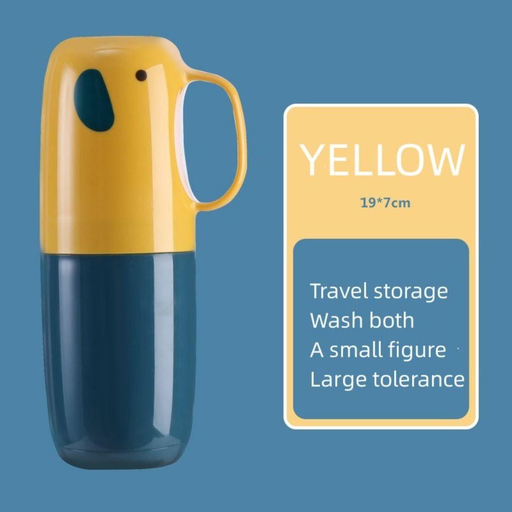 

Портативный симпатичный стаканчик с крышкой, интегрированный футляр для зубных щеток, держатель для зубных щеток в форме слона, футляр для хранения зубной пасты жёлтый