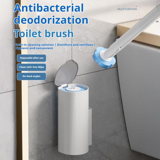 Jednorazowa szczotka do toalety z wymiennymi końcówkami Uchwyt do montażu na ścianie Szczotka do czyszczenia z głębokim rowkiem Środek do czyszczenia łazienki