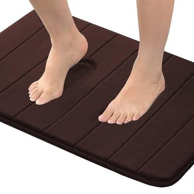 Tapis de bain doux, antidérapant et absorbant, en mousse à mémoire de forme (Motif rayé marron, taille: L20 x L32)