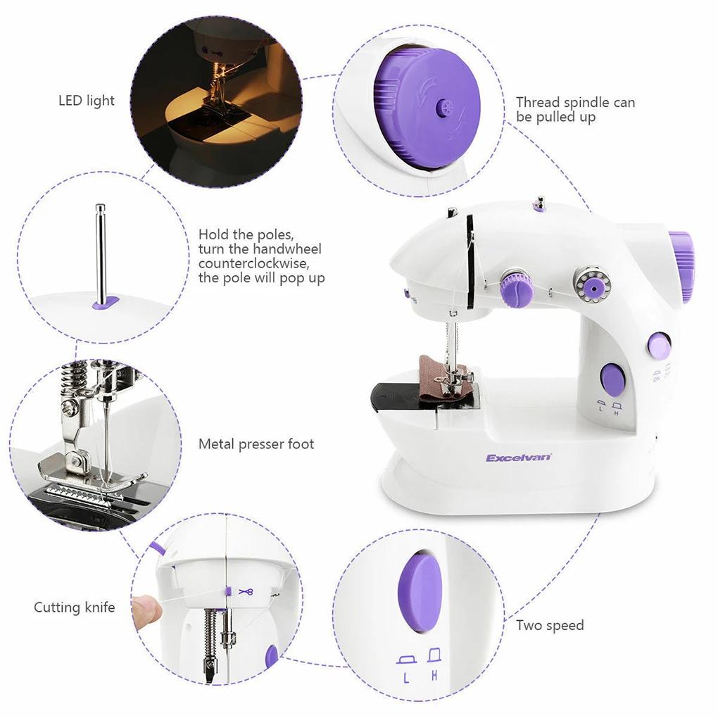 1pcs electric sewing machine Mini portable home beginners ladies dedicated nightlight footpedal straight hand table two thread k