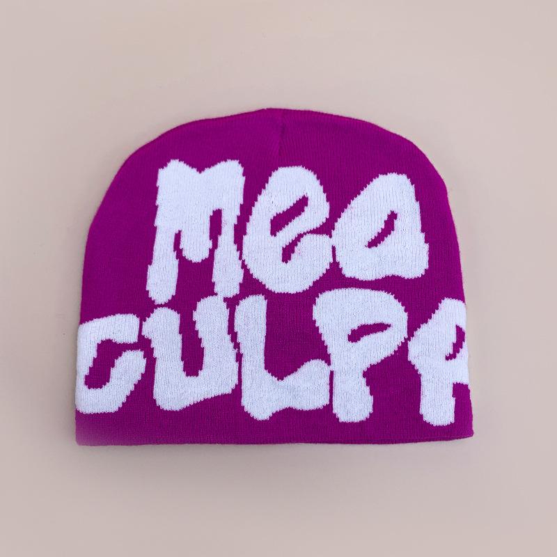 Cross-Border Wind Letter Jacquard Knitted Hat For Men And Women, Warm Contrasting Color, Hip-Hop Street Pullover Hat