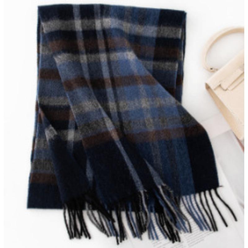 Thickened Autumn and Winter Plaid Wool Scarf Atmosphere Women's Versatile Warm Wool Wool Scarf Comfortable Shawl