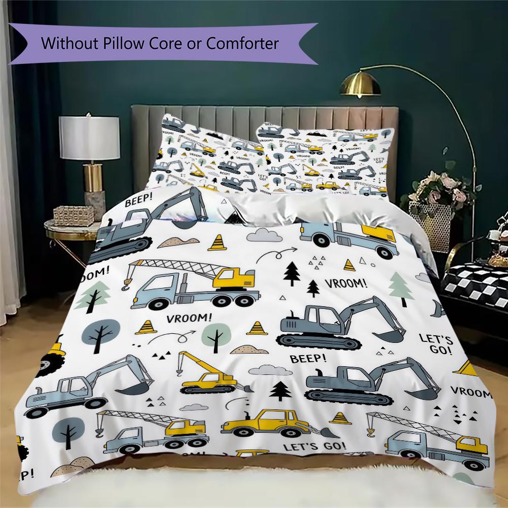 Colorful Repeat Truck Pattern Bedding Uilt Set Uilt Cover Pillowcase Home Decoration Birthday Gift (1 * Duvet Cover + 2 * Pillowcase Without Core)