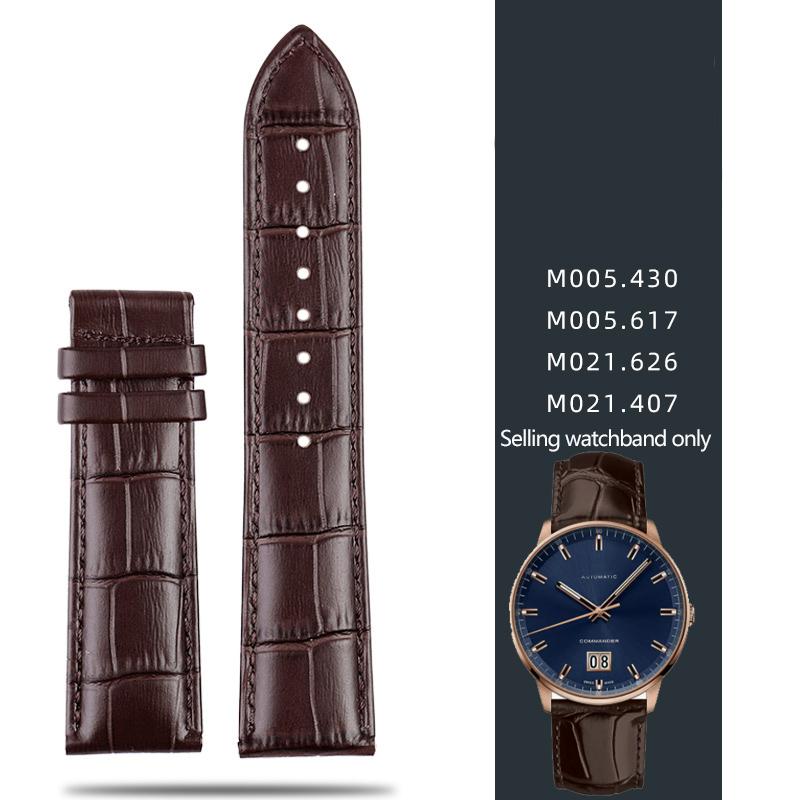 Leather Strap For Mido Helmsman M005 Orange Rudder M005614 m005430A Male Watch Chain with Butterfly Clasp Bracelet 22mm 23mm