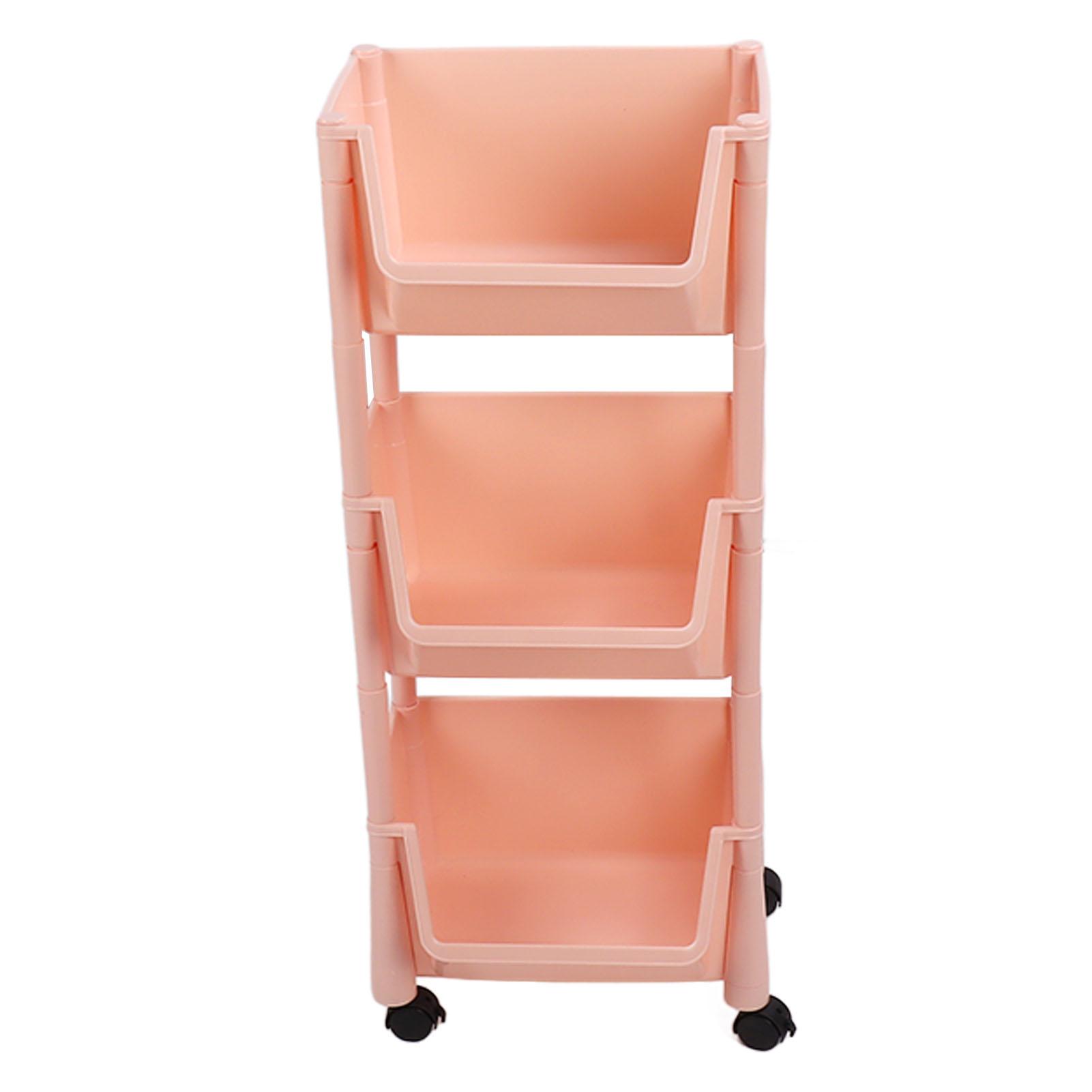 

Compact Rolling Storage Large Capacity Mobile Utility Cart Movable Storage Book Shelf with Lockable Wheels
