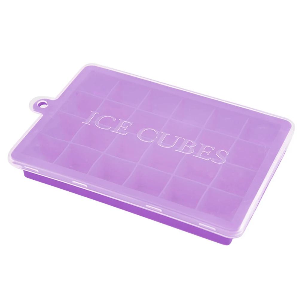 21/24 Grids Food Grade BPA Free Silicone Ice Cube Tray with Lid Easy To Demold Heart-shaped and Square Ice Maker Ice Cream Maker