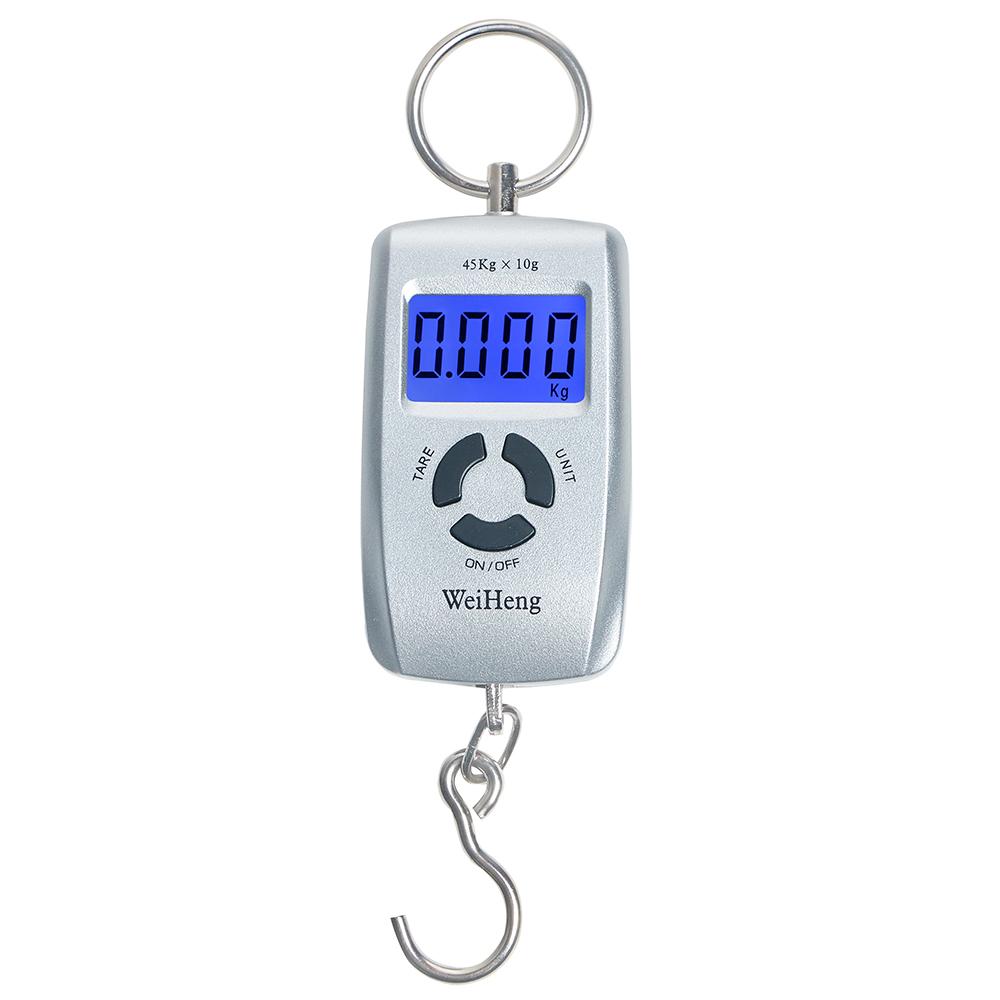 

45 кг/10 г Мини подвесные весы Цифровые чемоданные весы Портативные электронные весы для взвешивания Кг Фунты Унции Джин Измерение рыболовный крючок весы серебряный