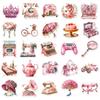 50 Pink Objects Retro Girl Heart Stickers Diy Handbook Luggage Notebook Helmet Stickers Waterproof Stickers