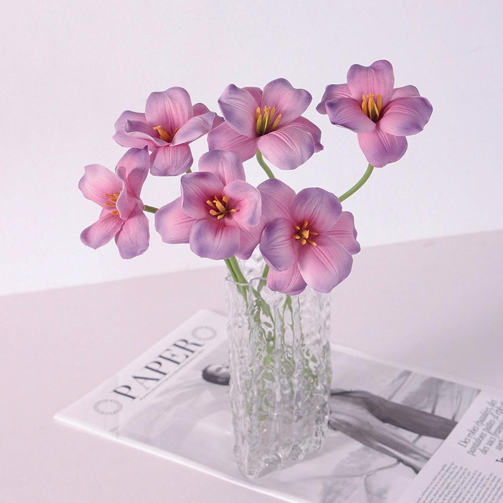 6pcs Artificial Opening Tulips, DIY Flowers Bouquet, PU Tulips Flower, Flower for Home Bedroom Wedding Home Decoration
