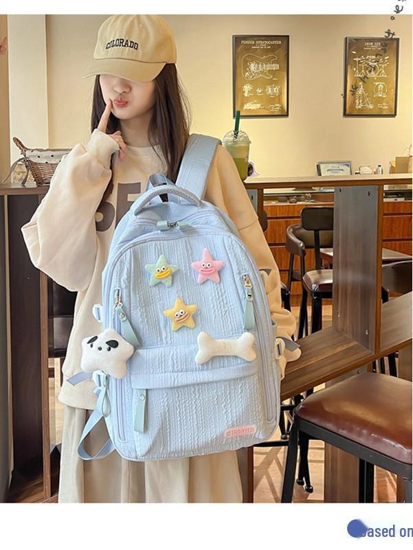 Japanese Style Cute and Versatile Waterproof Backpack for Junior High School Girls - Lightweight, Large Capacity