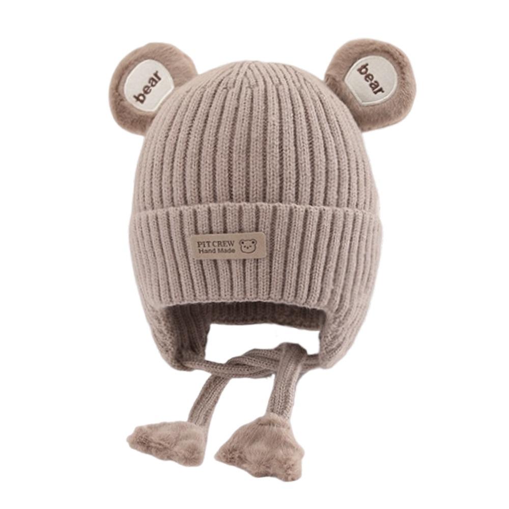 

Милая шапка-бини для малышей с дизайном медвежонка, детали шнуровки, детская шапка от холода, одежда для малышей